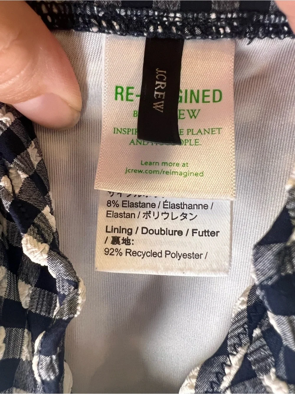 J.Crew Reimagined Gingham bodysuit Size 22 Ruffle High Cut